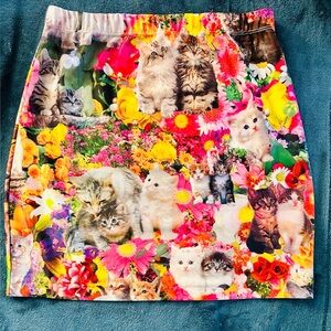 🌸🐍 Pretty Snake “Kitty Garden Party” Mini Skirt 🐍🌸